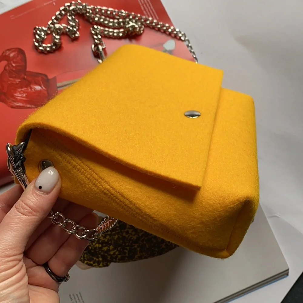 Wool yellow crossbody bag